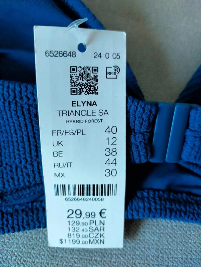 Haut de bikini bleu texturé – Etam Le Bain – Neuf avec étiquette – Taille FR 40 - photo numéro 5