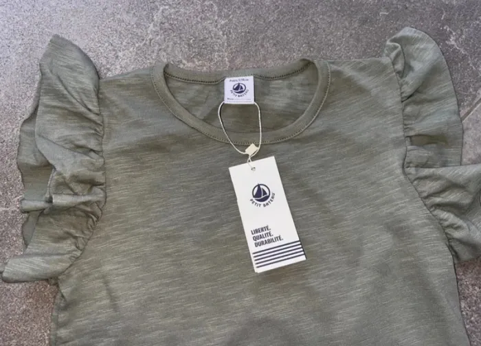 Top débardeur petit bateau neuf étiquette 8 ans kaki - photo numéro 2