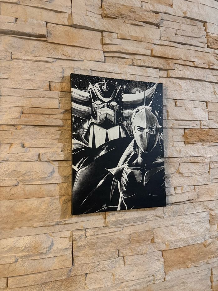 Tableau Goldorak et Actarus style rétro en toile 30x40cm - photo numéro 7