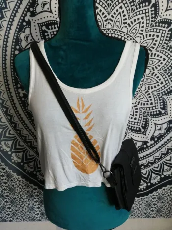 Débardeur court blanc avec imprimé ananas doré / lola paris / (M)