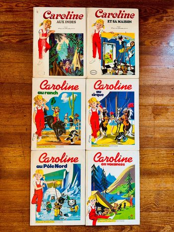 Lot de 6 Caroline grands albums Hachette Pierre Probst titre rouge bleu livres bd