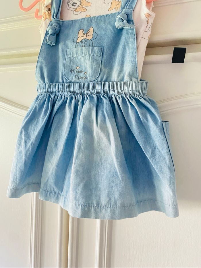 Ensemble Robe Bretelle Jean Légère Tee Shirt Minnie - photo numéro 3