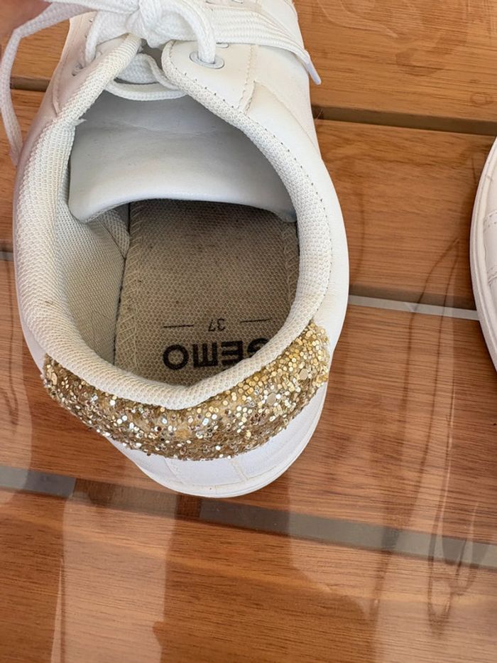 Baskets blanches et dorés paillettes Gémo 37 - photo numéro 2