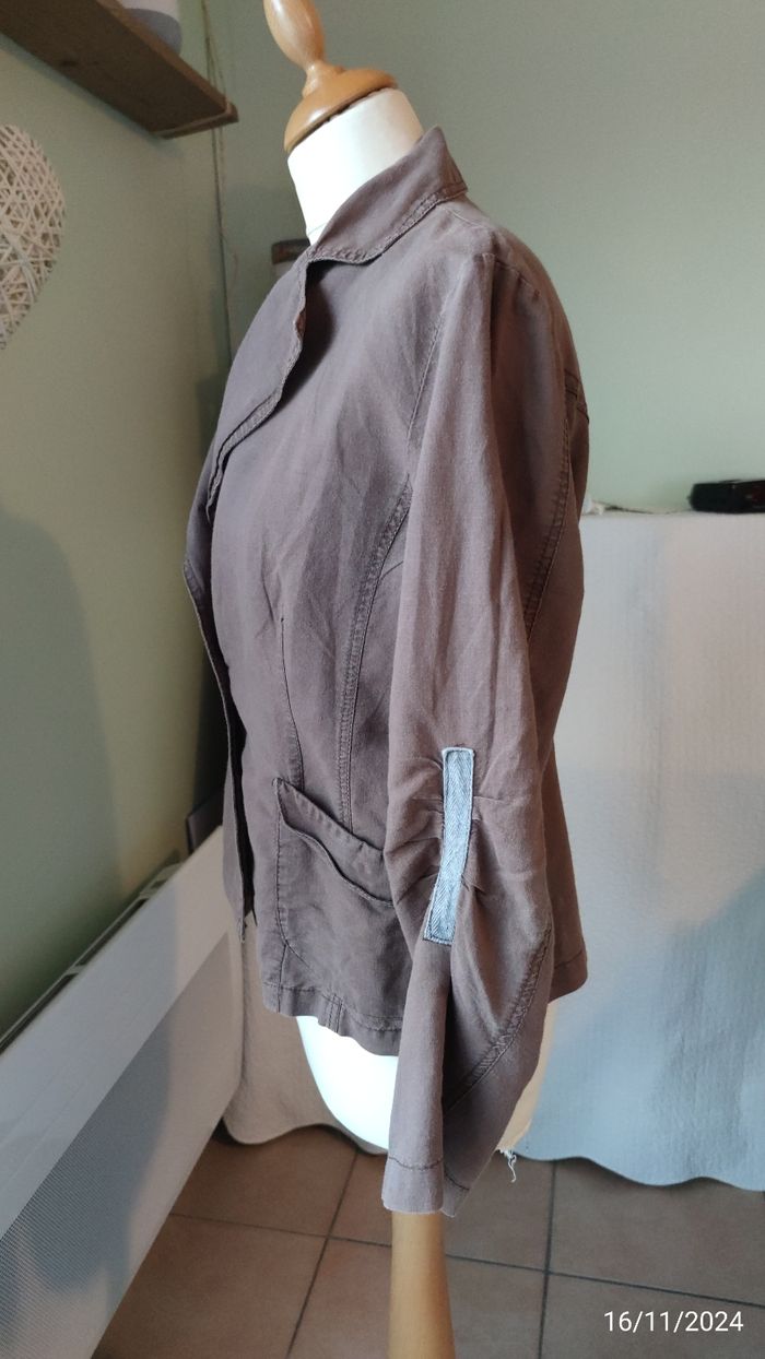 Blazer marron en lin et coton T38 - photo numéro 6