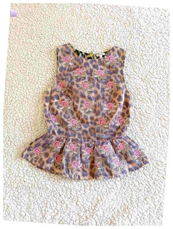 SOIE bustier Manoush léopard à fleurs brodées vintage luxe peplum