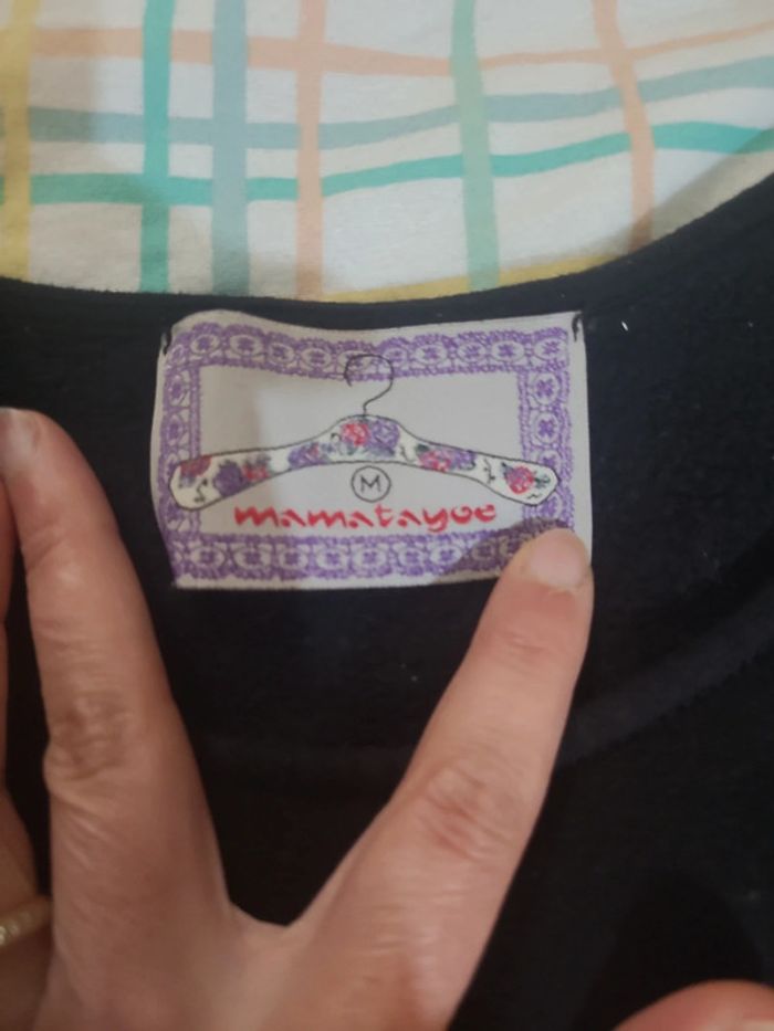 Robe sweat noir, avec fleurs en feutrine, Mamatayoe - photo numéro 5