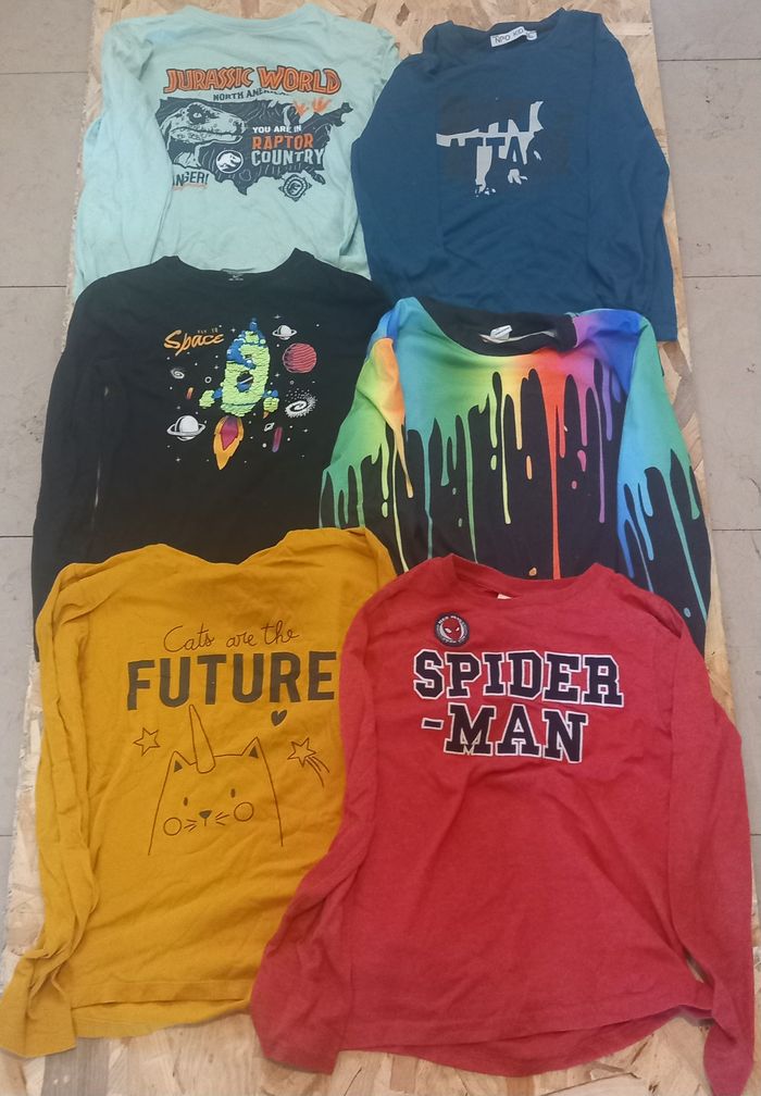 Lot de 6 t-shirts manches longues enfant 8 ans