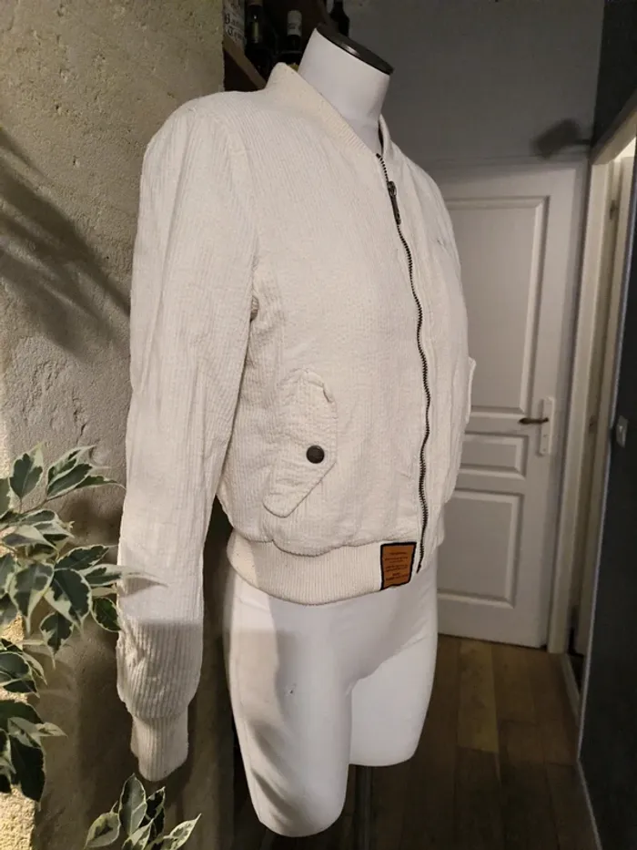 Bombers blanc en velours côtelé taille S - photo numéro 3