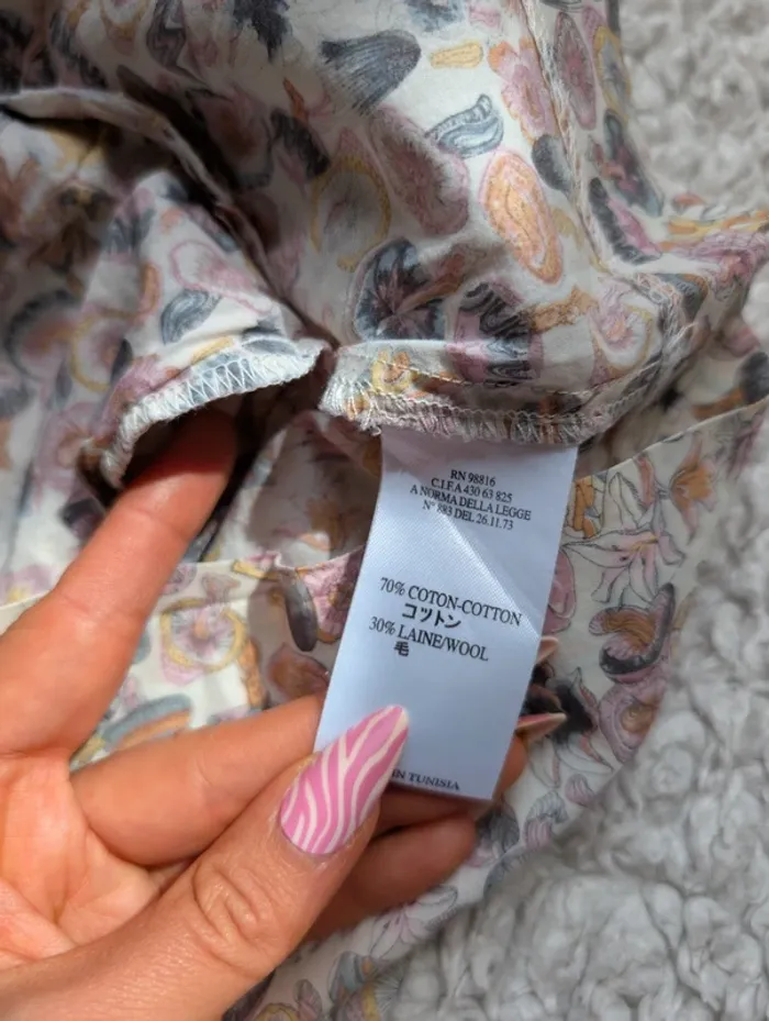 Jupe courte taille haute blanche imprimé champignon couleurs pastels romantique Cotélac Taille 38 - photo numéro 8