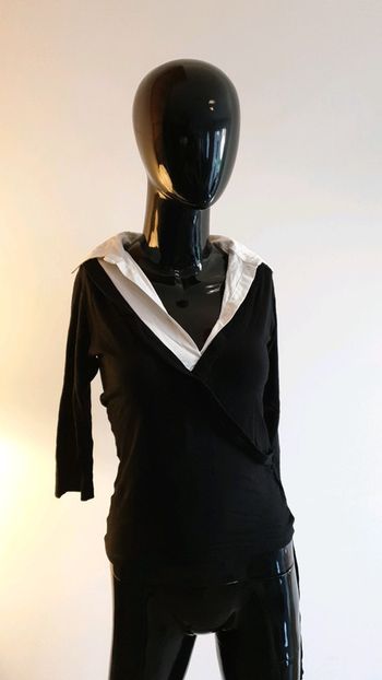 T shirt manche 3/4 avec col chemisette