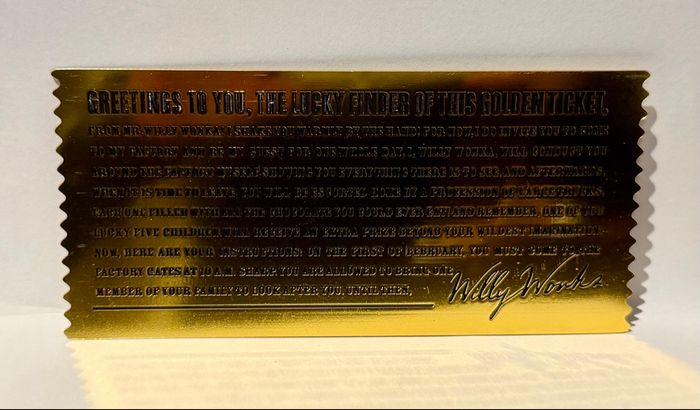 Ticket d’Or “Golden Ticket – Willy Wonka” - photo numéro 3