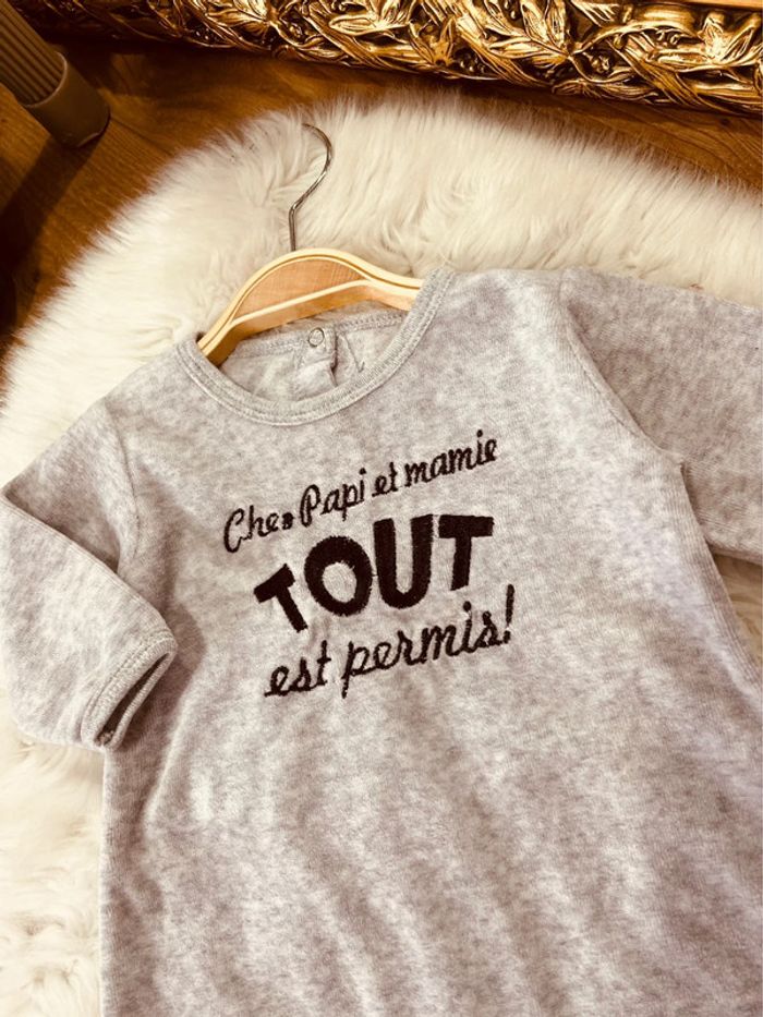 Taille 6 mois pyjama velours garçon bougli bougla gris * papi mamie * 💙 - photo numéro 2