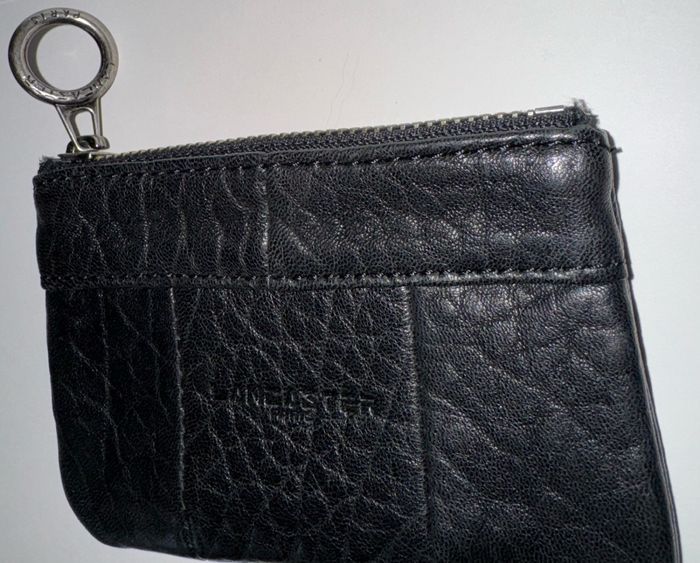 Porte monnaie noir et argenté Lancaster en cuir avec anneau - photo numéro 2