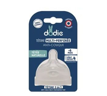 2 tétines dodie multi-perforées anti-colique liquide épais