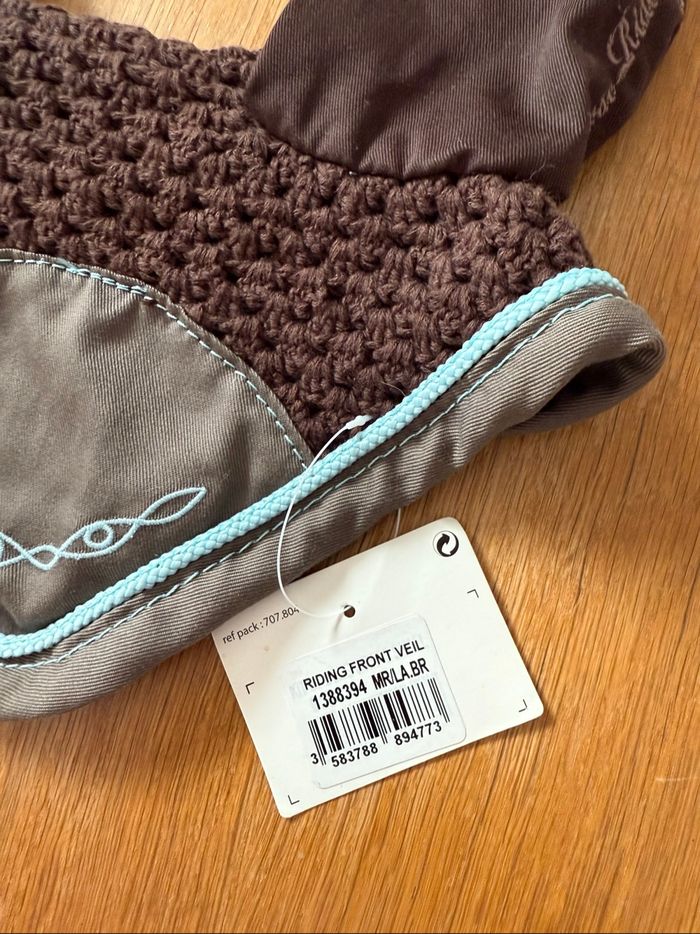 Bonnet d’équitation marron et bleu ciel fouganza cheval - photo numéro 3