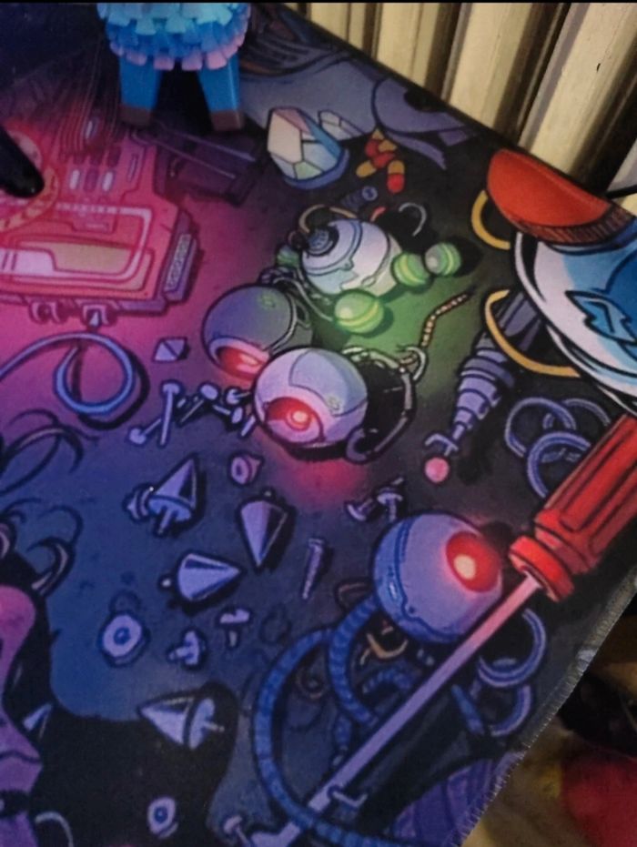 Tapis de bureau XXL – design cyberpunk / néon futuriste - photo numéro 3