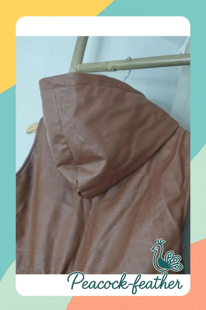 Blouson sans manches simili marron TU - photo numéro 5