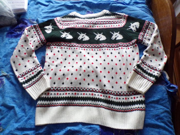 Pull esprit de Noël licornes taille L - photo numéro 3