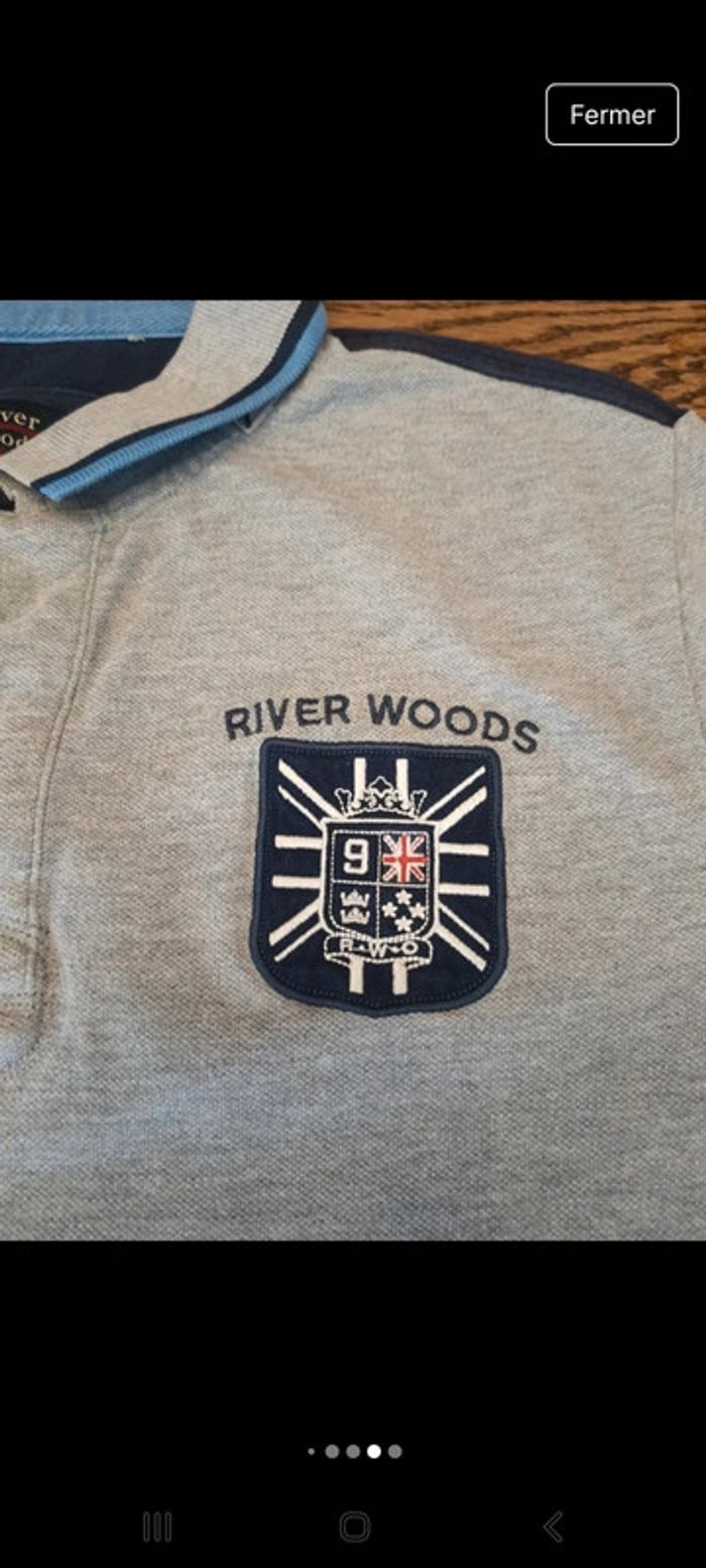 Polo River Woods Grise et bleu slim fit taille M - photo numéro 14