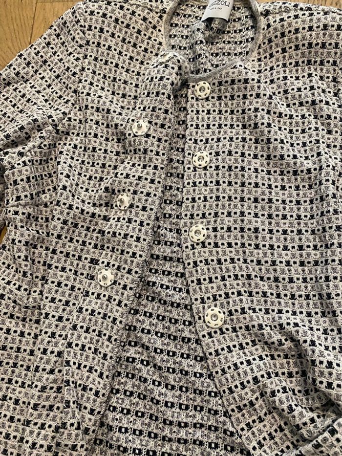 Veste longue en jacquard fin bleu et blanc Stizzoli taille 52 IT (48 FR) - photo numéro 4