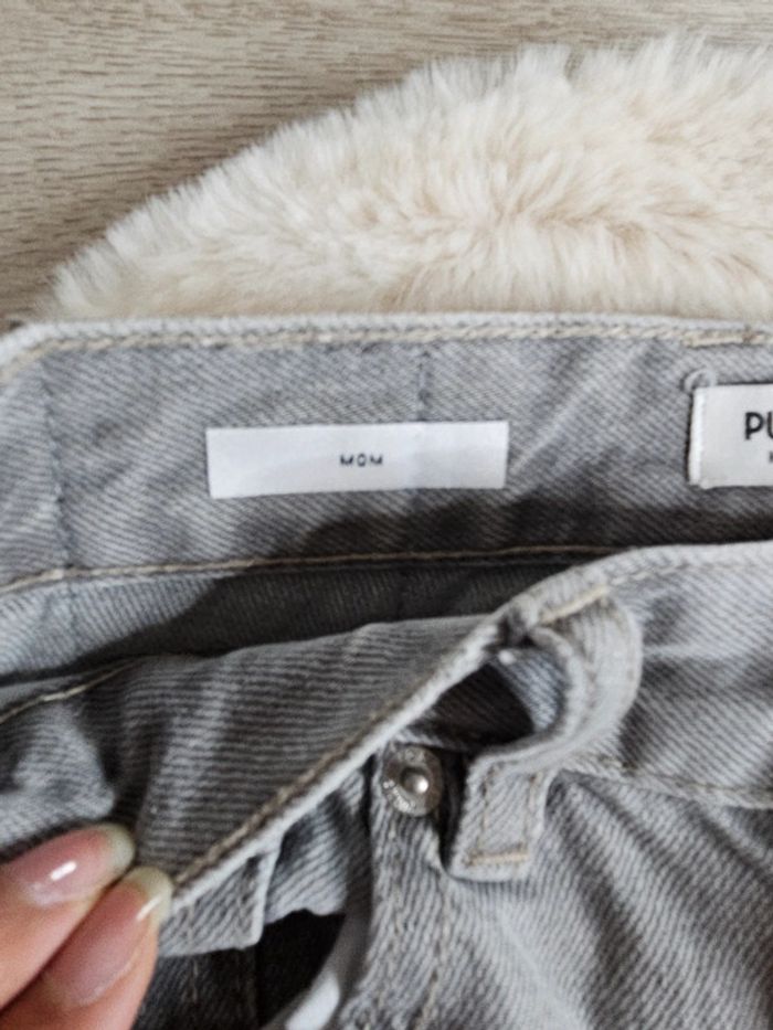 Jean mom taille haute gris clair T.XS Pull & Bear - photo numéro 6