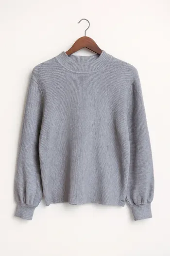 Pull gris côtelé chic & confortable – Taille 40 – Q2