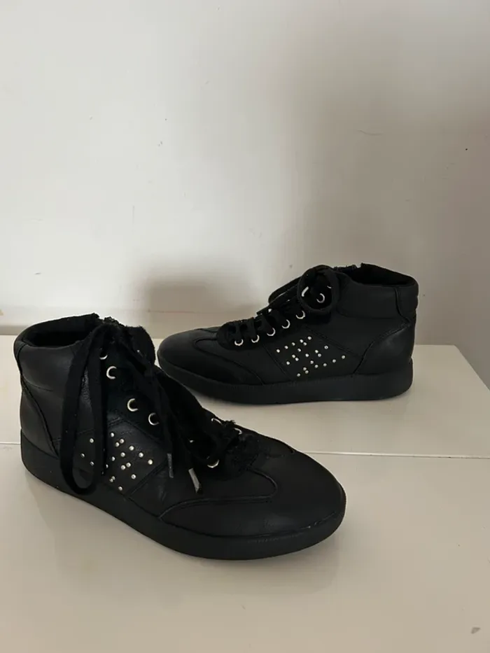 Geox, baskets noires, pointure 37 en cuir femme - photo numéro 3