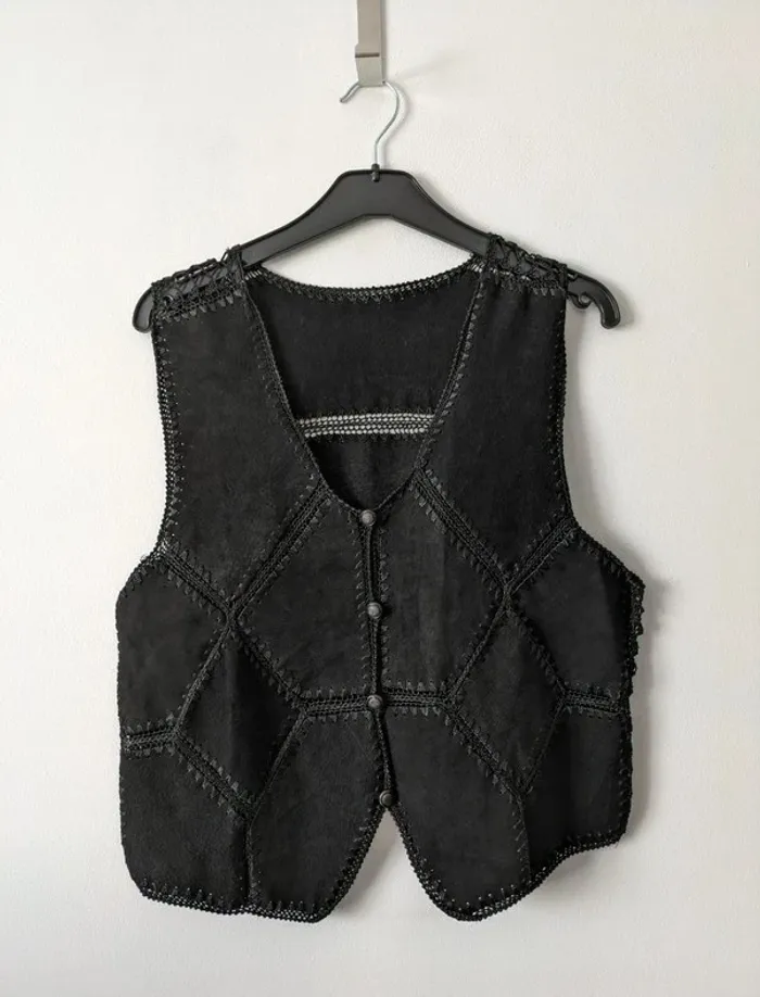 Gilet vintage en cuir daim - taille 40