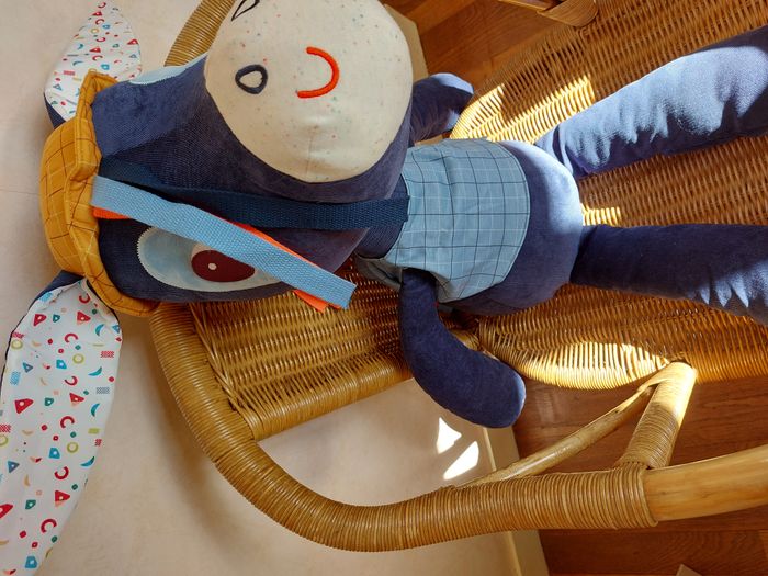 Peluche Lilliputiens Ignace âne velours bleu foncé 88cm - photo numéro 2