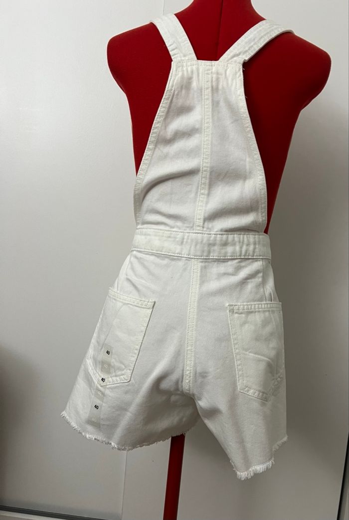 Salopette short en jean blanc Lola - photo numéro 4