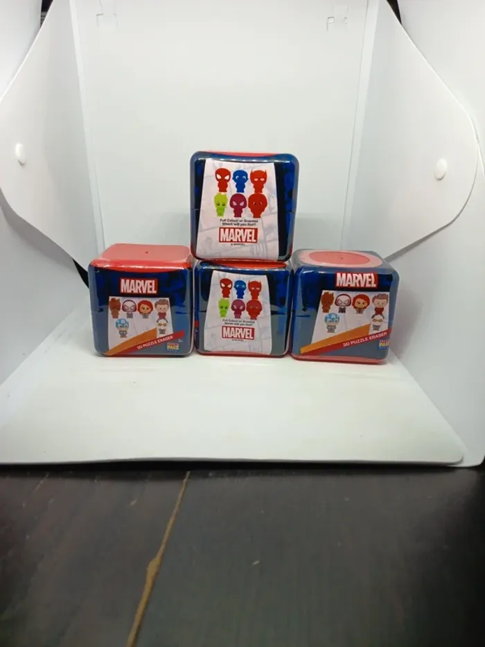 Lot de 4 Boîtes - Marvel 3d Puzzle Erasers