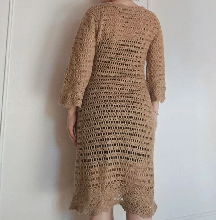 💎 robe au crochet beige doré mango sportwear tendance - photo numéro 2