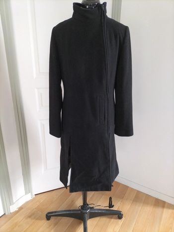 Manteau Cachemire et laine noir fermeture Zip