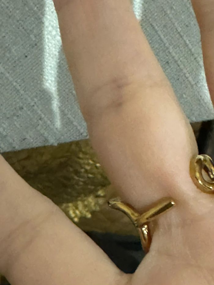 Bague mi jonc mi chaîne épaisse carré acier inoxydable or réglable - photo numéro 6
