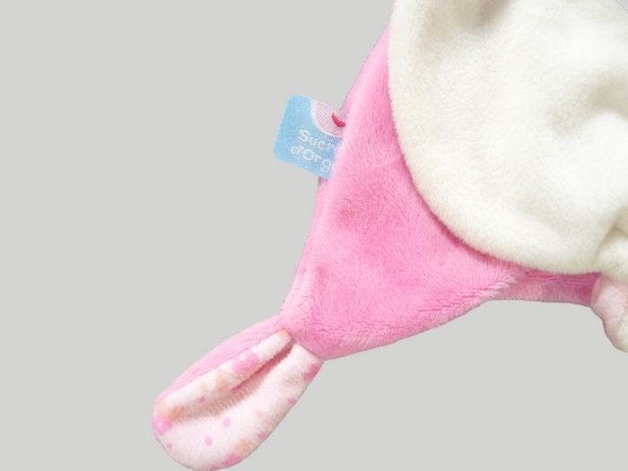 Doudou souris plat velours rose blanc fleurs Sucre d'Orge 25 cm - photo numéro 4