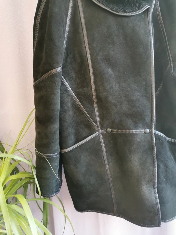 Manteau cuir agneau t 42 double fausse fourrure France - photo numéro 6