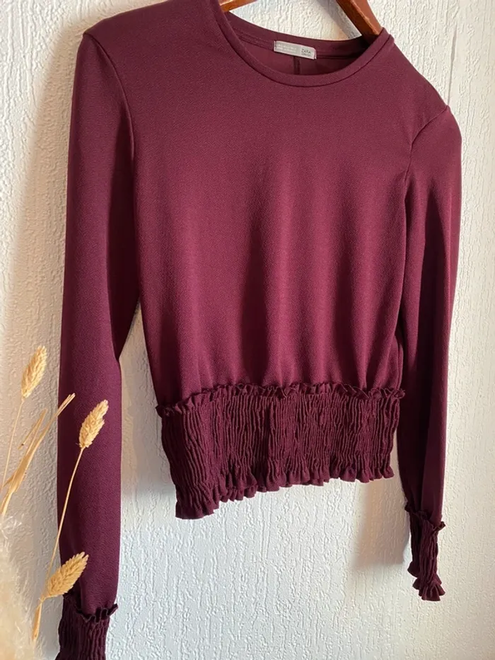 Blouse Zara Bordeaux taille s 36 - photo numéro 2