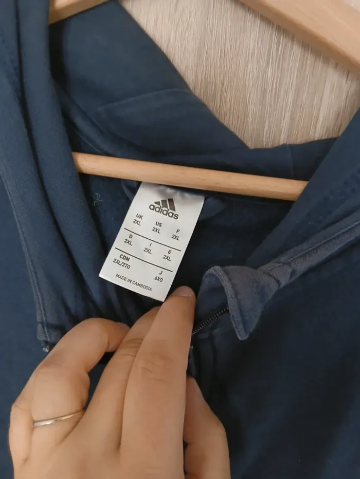 Gilet zippé pull sweatAdidas vintage bleu marine XXL - photo numéro 3