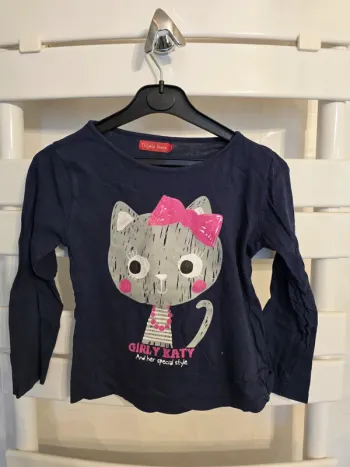 Tee-shirt bleu marine chat Tissaia