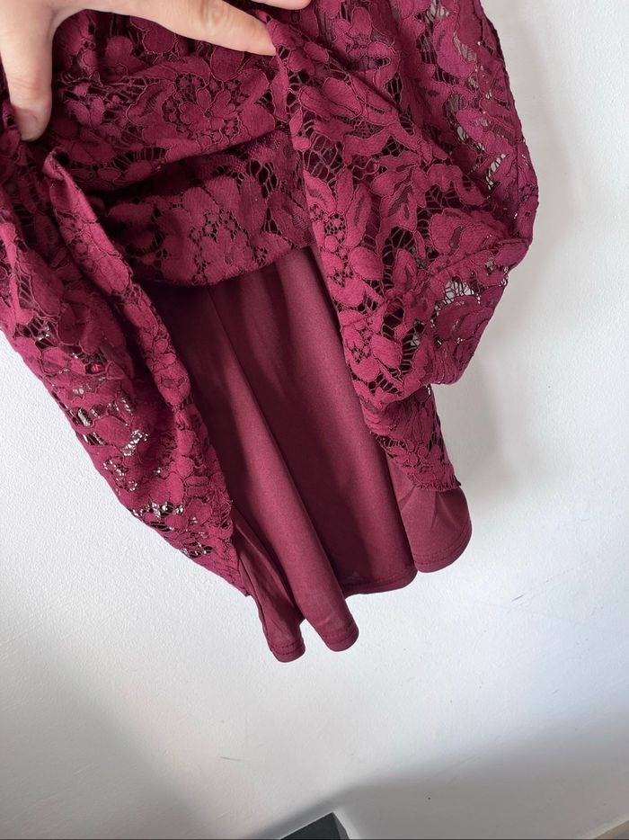 Robe d’été moulante bordeaux effet dentelle doublée - photo numéro 10