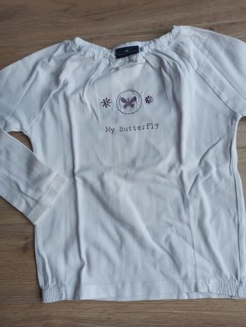 T-shirt manche longue blanc broderie my butterfly sergent major 5 ans