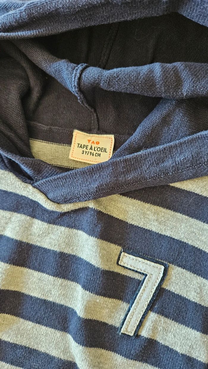 Pull à capuche maille fine, taille 3 ans, H&M - photo numéro 2