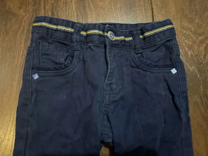 Pantalon garcon en coton et empiècements velours bleu marine sergent major 3 ans - photo numéro 7