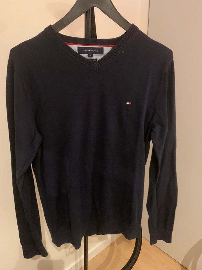 Pull col v bleu marine tommy Hilfiger homme taille s