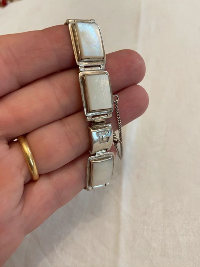 Bracelet vintage en argent et nacre - photo numéro 5