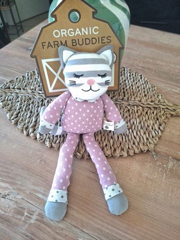 Peluche doudou chat coton organic