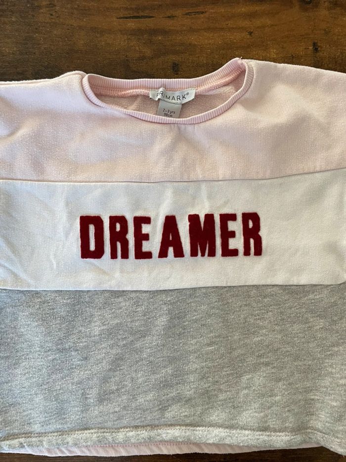 Sweat « Dreamer » rose gris et blanc - photo numéro 2