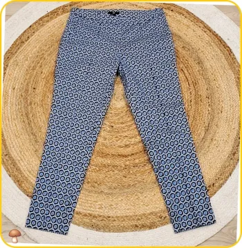 Pantalon imprimé géométrique - H&M – Taille 38 - Femme - Très bon état- Bleu/Noir/Blanc
