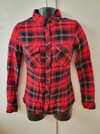 Chemise chemisier rouge motifs carreaux tartan Tally Weijl taille XXS 32 taille XS 34 en 100% coton