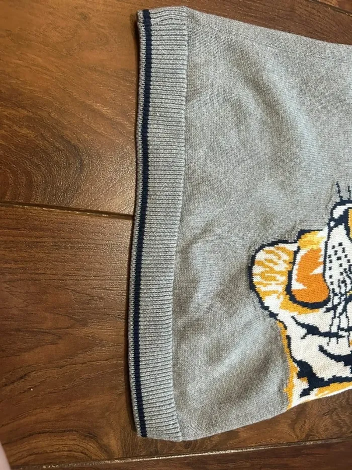 Pull garçon gris chiné en coton garçon motif tête de tigre Sergent major 5ans - photo numéro 4